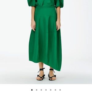 Tibi Asymmetrical Green Skirt